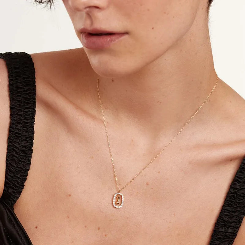 New 925 Sterling Silver Alphabet Necklace Charm High Quality First Name Initial Pendant Choker Birthday Gift Fine Jewelry